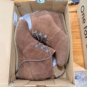 TOMS Brown Suede Wedge Booties